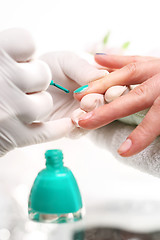 Image showing Pastel nails, green nail polish