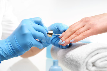 Image showing Pastel nails, green nail polish