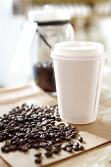 Image showing Coffee shop Coffee shop, jars of coffee beans