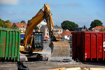 Image showing Excavator and Containers