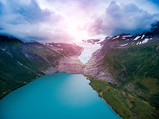 Image showing Svartisen Glacier in Norway Aerial view.