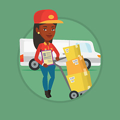 Image showing Delivery courier with cardboard boxes.