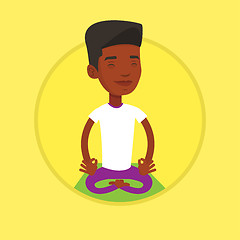 Image showing Man meditating in lotus pose vector illustration.