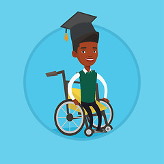 Image showing Graduate sitting in wheelchair vector illustration