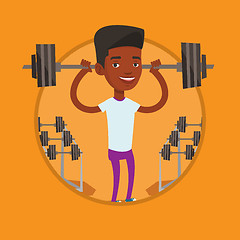 Image showing Man lifting barbell vector illustration.