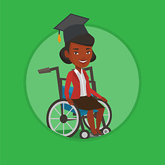 Image showing Graduate sitting in wheelchair vector illustration