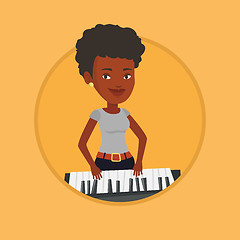 Image showing Woman playing piano vector illustration.