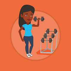 Image showing Woman lifting dumbbell vector illustration.