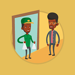 Image showing Delivery man delivering groceries to customer.