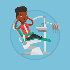 Image showing Scared patient in dental chair vector illustration