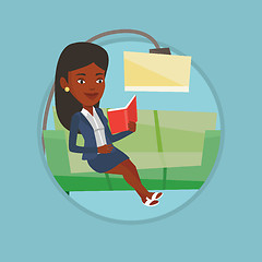 Image showing Woman reading book on sofa vector illustration.