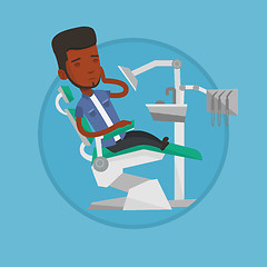 Image showing Man suffering from toothache in dental chair.