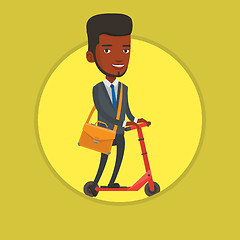 Image showing Man riding kick scooter vector illustration.
