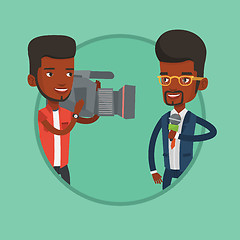 Image showing TV reporter and operator vector illustration.