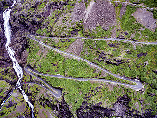 Image showing Troll\'s Path Trollstigen or Trollstigveien winding mountain road