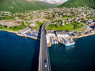 Image showing Bridge of city Tromso, Norway