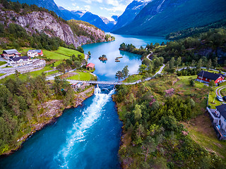 Image showing Beautiful Nature Norway aerial photography.