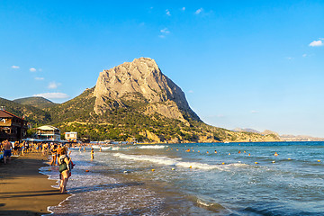 Image showing Vacationers on sea beach in Crimea