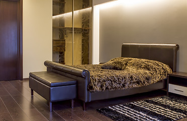 Image showing Modern leather bedroom interior 