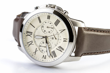 Image showing Men's luxury wrist watch on white background