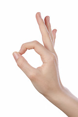 Image showing woman hand pointing up okay