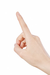 Image showing female hand touching and pointing to something