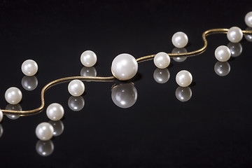 Image showing White pearls necklace on black background