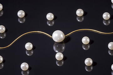 Image showing White pearls necklace on black background