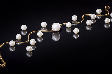 Image showing White pearls necklace on black background