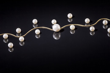 Image showing White pearls necklace on black background