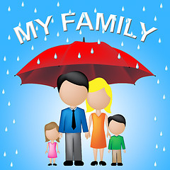 Image showing My Family Shows Parasol Umbrella And Sibling