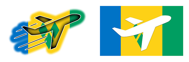 Image showing Nation flag - Airplane isolated - Saint Vincent and the Grenadin