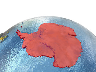 Image showing Antarctica on Earth in red