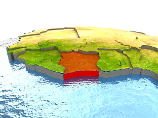 Image showing Ivory Coast on Earth in red