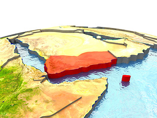 Image showing Yemen on Earth in red