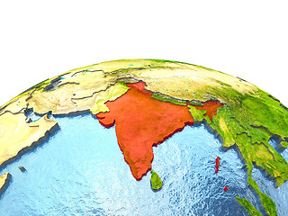 Image showing India on Earth in red