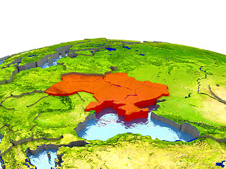 Image showing Ukraine on Earth in red