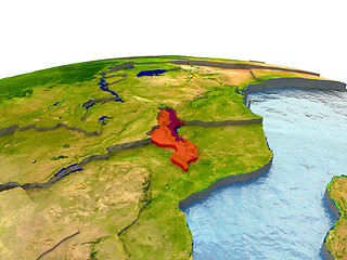 Image showing Malawi on Earth in red