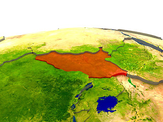 Image showing South Sudan on Earth in red