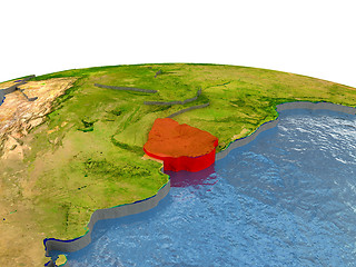 Image showing Uruguay on Earth in red