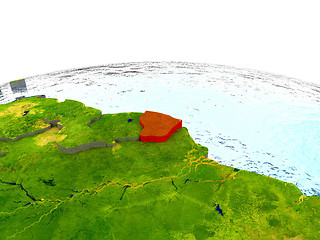 Image showing French Guiana on Earth in red