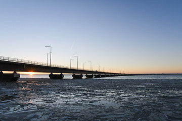 Image showing Ice floe by the bridge