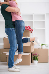 Image showing happy Young couple moving in new house