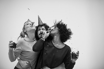 Image showing confetti party multiethnic group of people