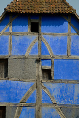 Image showing Half timbered house details at the ecomusee in Alsace