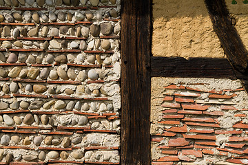 Image showing Half timbered house detail at the ecomusee in Alsace