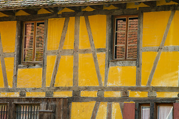 Image showing Half timbered house details at the ecomusee in Alsace