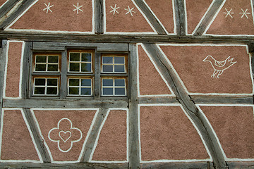 Image showing Half timbered house details at the ecomusee in Alsace