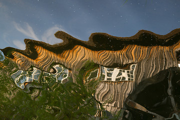 Image showing Reflection of a wooden house at the ecomusee in Alsace