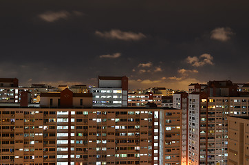 Image showing Singapore Public Housing at night